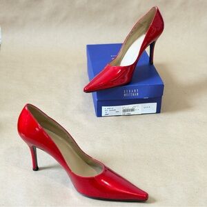 Stuart Weitzman Lady Quasar Glossy Red Heels 12M